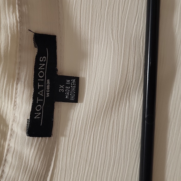 NOTATIONS BUTTON UP CREME COLOR BLOUSE 3/4 LENGTH SLEEVES SIZE 3X - Picture 3 of 3